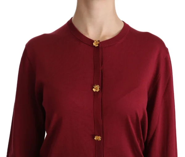 Dolce & Gabbana Women's Silk Red Cardigan Top with Button Accents