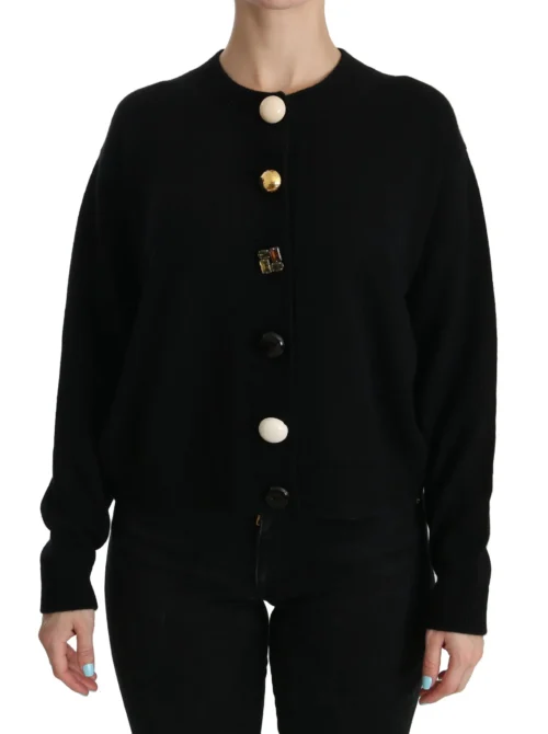 Dolce & Gabbana Women's Elegant Black Cashmere Cardigan Top