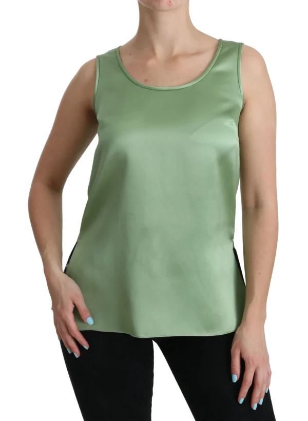 Dolce & Gabbana Women's Elegant Silk Sleeveless Top in Light Mint Green