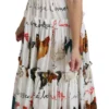 Dolce & Gabbana Women's Elegant White Rooster Print Sheath Midi Dress