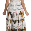 Dolce & Gabbana Women's Elegant White Rooster Print Sheath Midi Dress