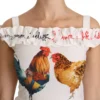 Dolce & Gabbana Women's Elegant White Rooster Print Sheath Midi Dress