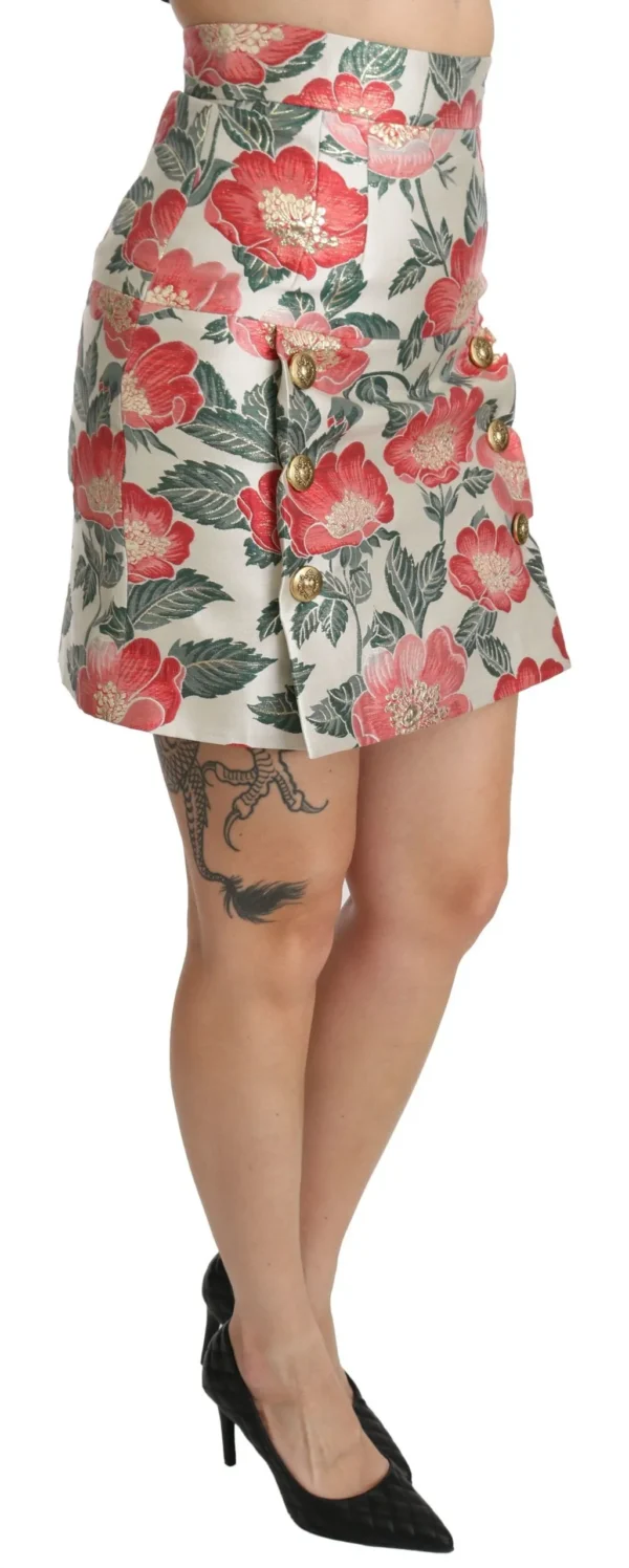 Dolce & Gabbana Women's Elegant White Floral High Waist Skirt