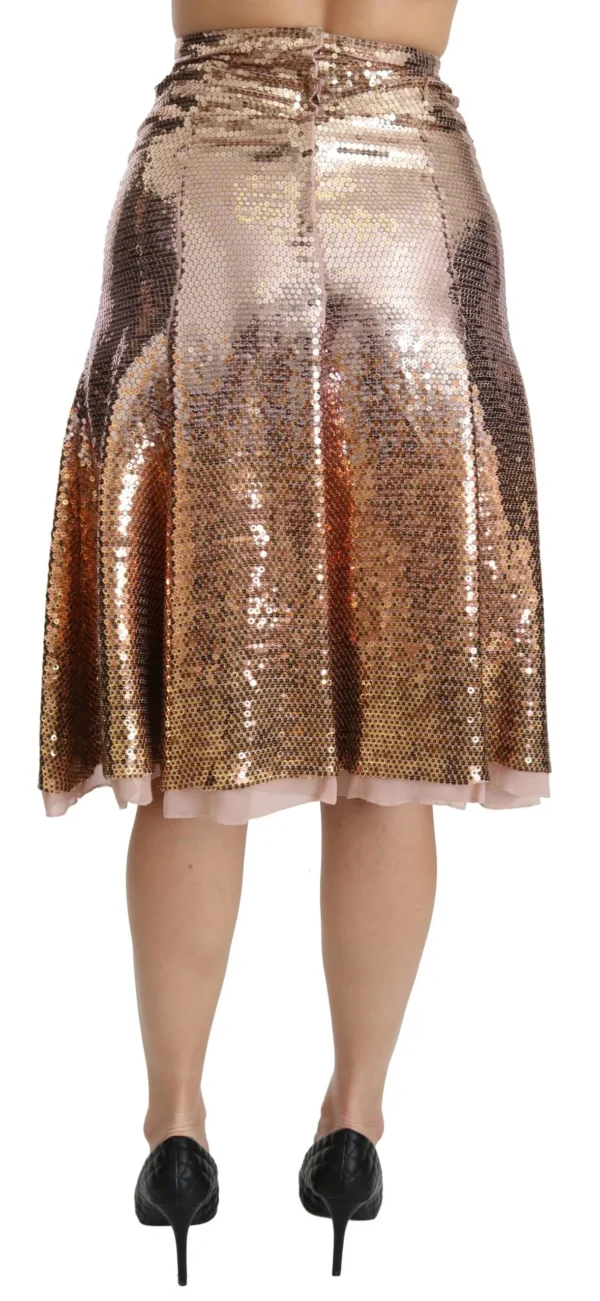 Dolce & Gabbana Women's Gold Sequined High Waist Skirt