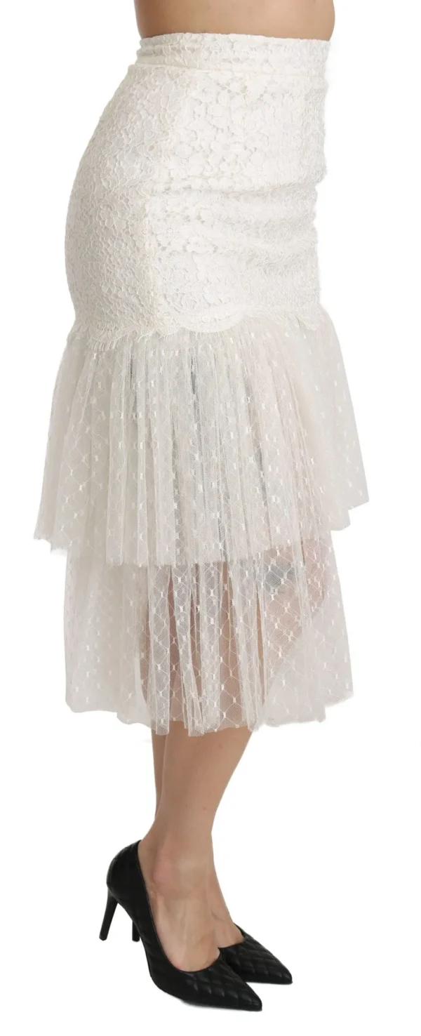 Dolce & Gabbana Women's Elegant White Lace High-Waist Skirt