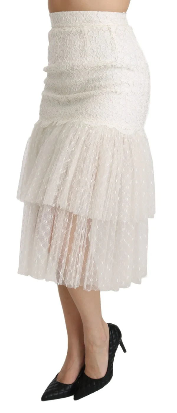 Dolce & Gabbana Women's Elegant White Lace High-Waist Skirt