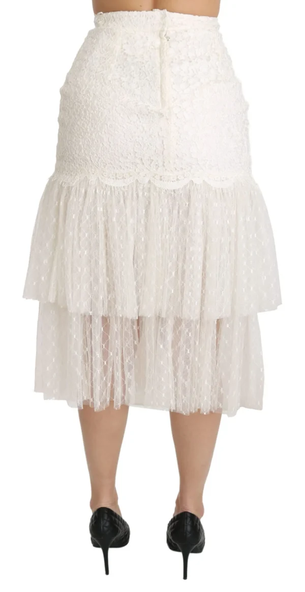 Dolce & Gabbana Women's Elegant White Lace High-Waist Skirt