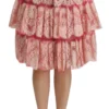 Dolce & Gabbana Women's Elegant Pink Lace High-Waist Skirt