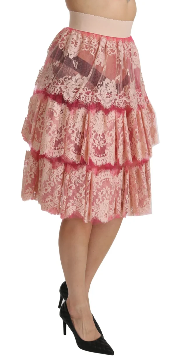Dolce & Gabbana Women's Elegant Pink Lace High-Waist Skirt