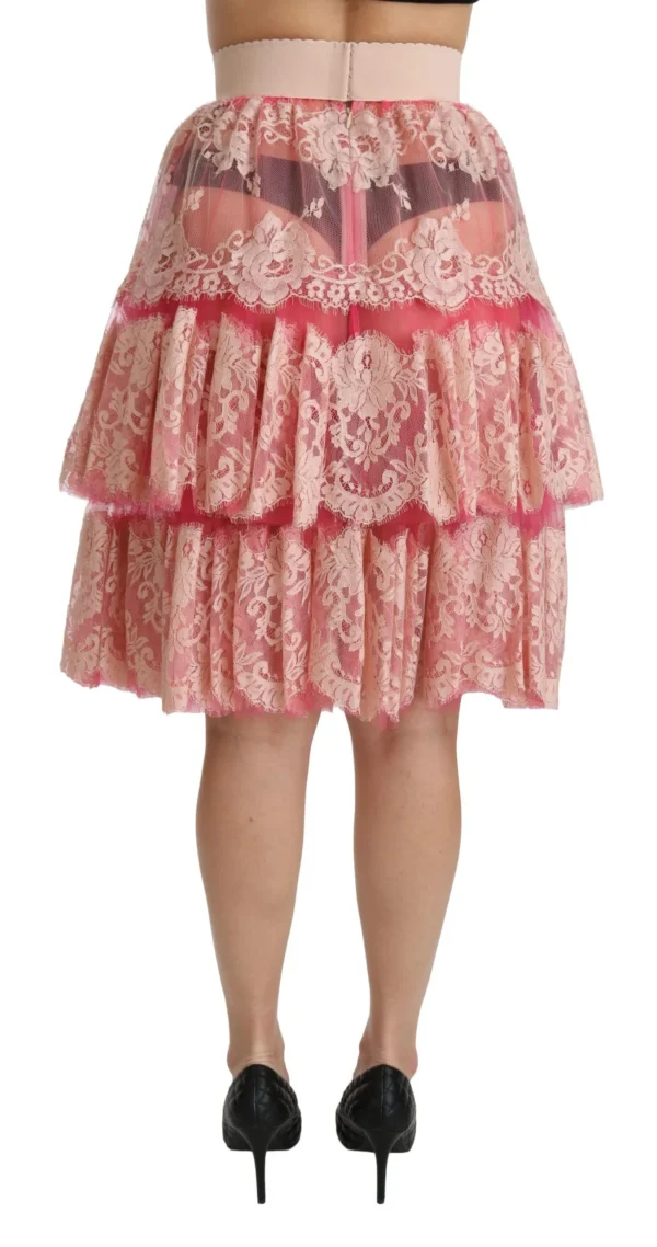 Dolce & Gabbana Women's Elegant Pink Lace High-Waist Skirt
