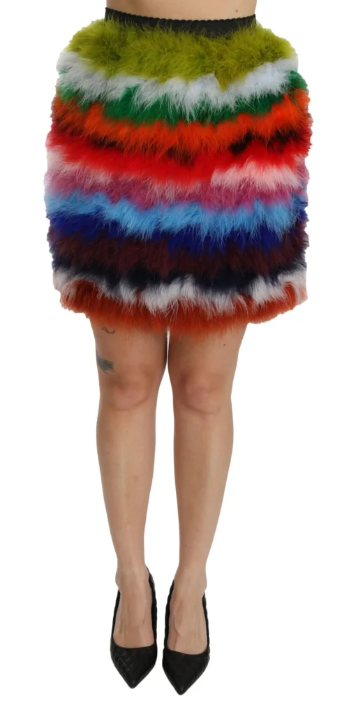 Dolce & Gabbana Women's Chic Feather Embellished High Waist Skirt