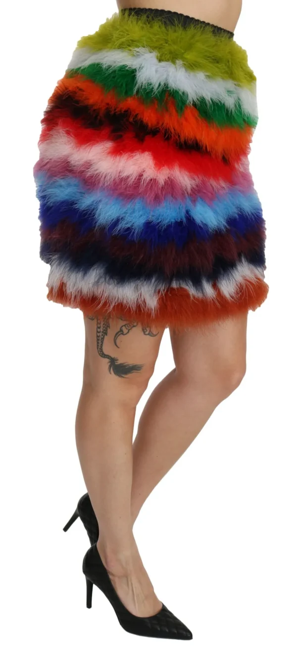 Dolce & Gabbana Women's Chic Feather Embellished High Waist Skirt