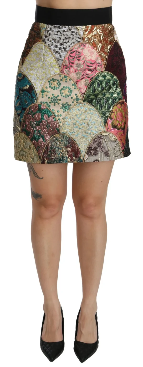 Dolce & Gabbana Women's Vibrant Floral Jacquard Designer Skirt