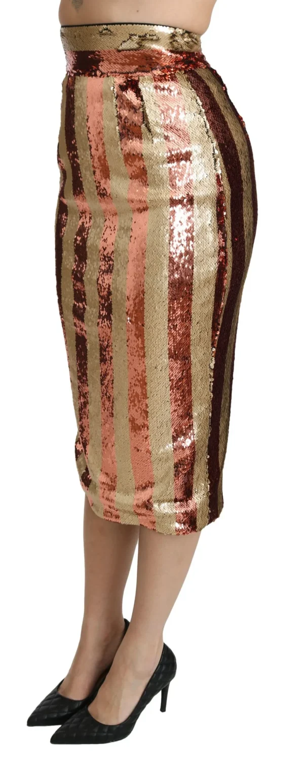 Dolce & Gabbana Women's Elegant Gold Stripe High Waist Skirt