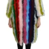 Dolce & Gabbana Women's Elegant Multicolor Feather Long Coat Jacket