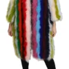 Dolce & Gabbana Women's Elegant Multicolor Feather Long Coat Jacket