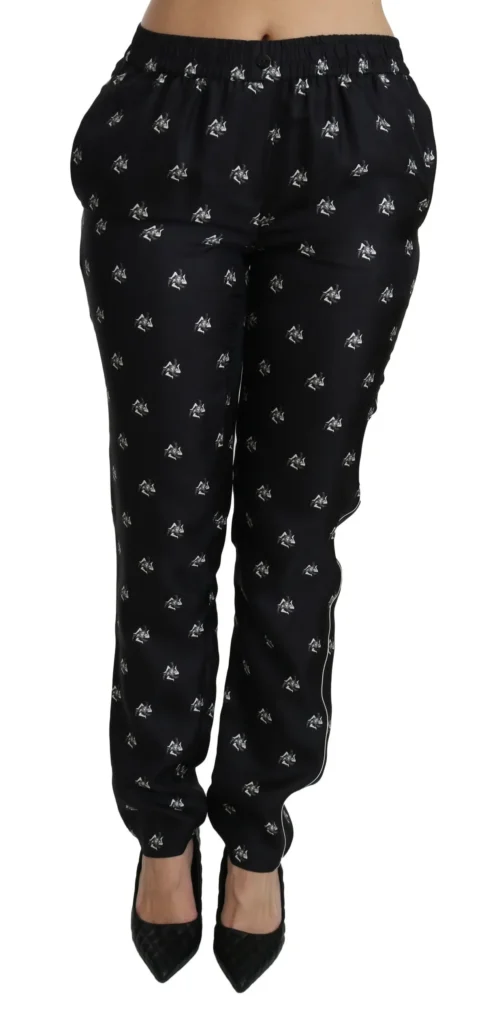 Dolce & Gabbana Women's Elegant Mid Waist Skinny Silk Pants