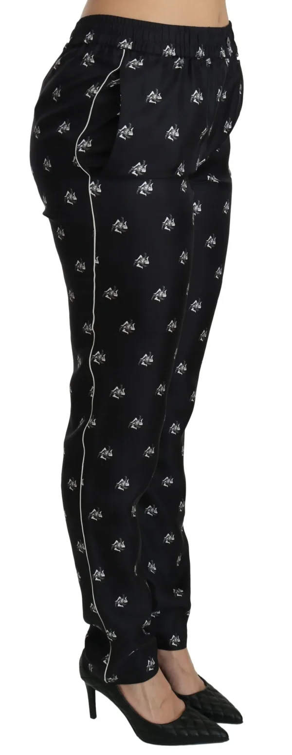 Dolce & Gabbana Women's Elegant Mid Waist Skinny Silk Pants
