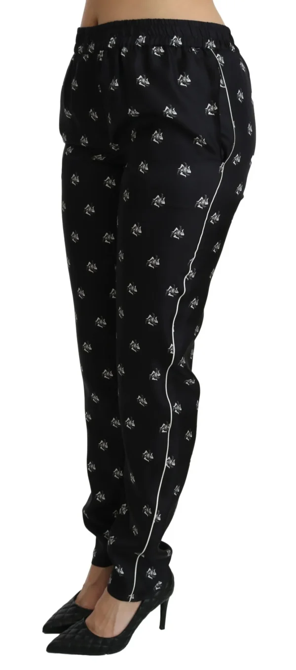 Dolce & Gabbana Women's Elegant Mid Waist Skinny Silk Pants
