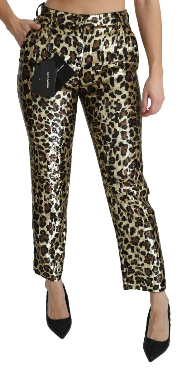Dolce & Gabbana Women's Chic High Waist Leopard Sequin Pants