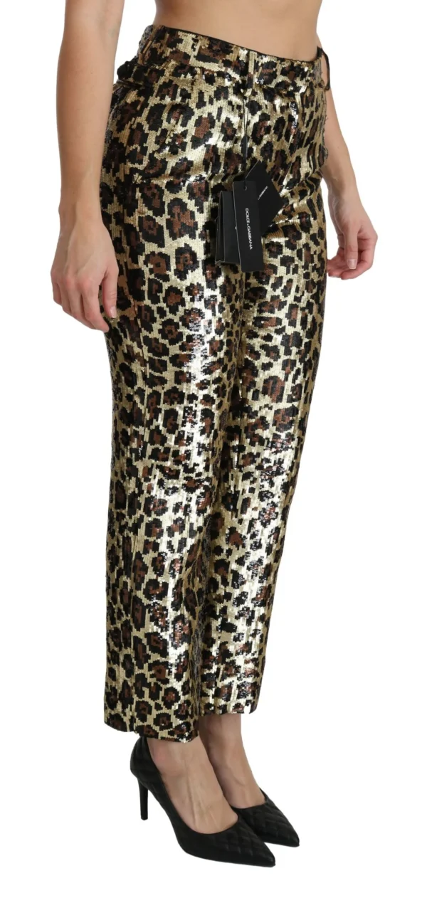 Dolce & Gabbana Women's Chic High Waist Leopard Sequin Pants