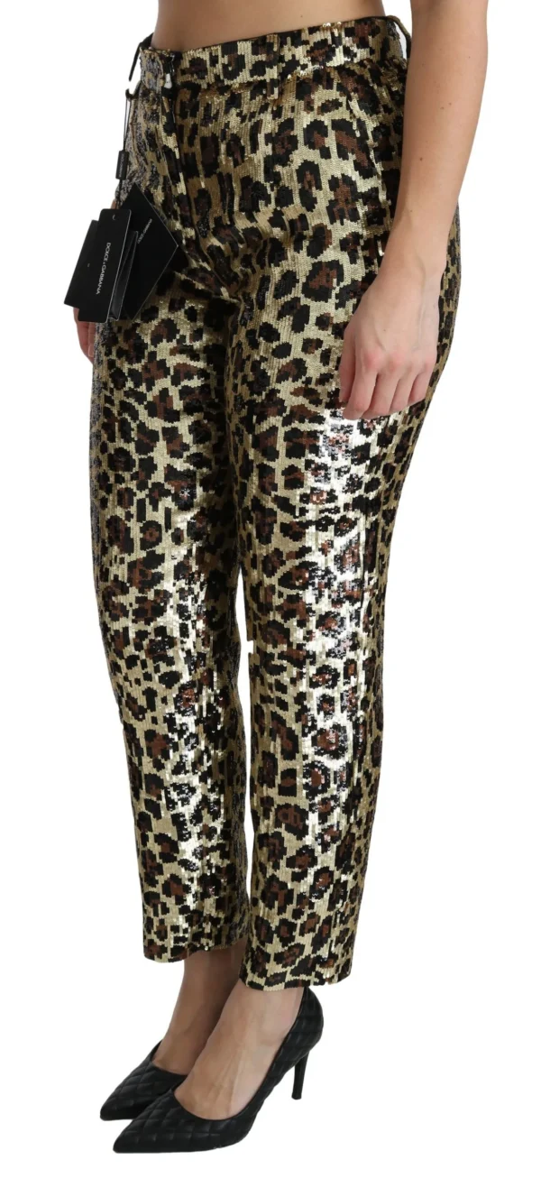 Dolce & Gabbana Women's Chic High Waist Leopard Sequin Pants