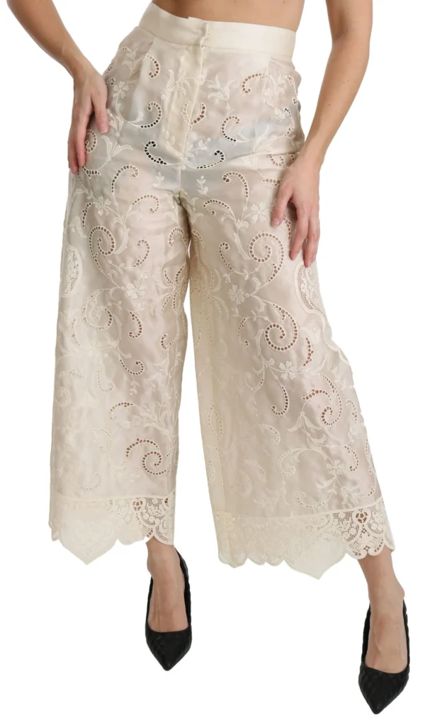 Dolce & Gabbana Women's Elegant High Waist Palazzo Cropped Pants