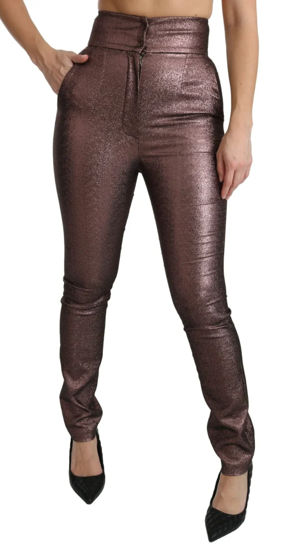 Dolce & Gabbana Women's High Waist Slim Fit Metallic Pants