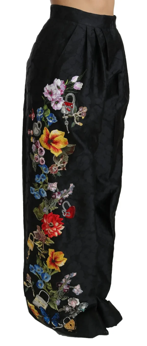 Dolce & Gabbana Women's Elegant High Waist Wide Leg Floral Pants