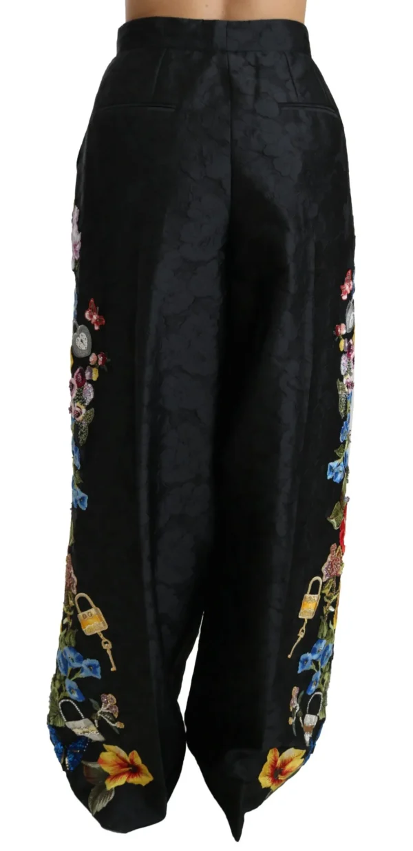 Dolce & Gabbana Women's Elegant High Waist Wide Leg Floral Pants