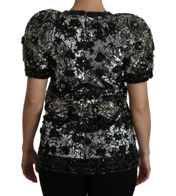 Dolce & Gabbana Women's Sequined Crystal Embellished Crew Neck Top