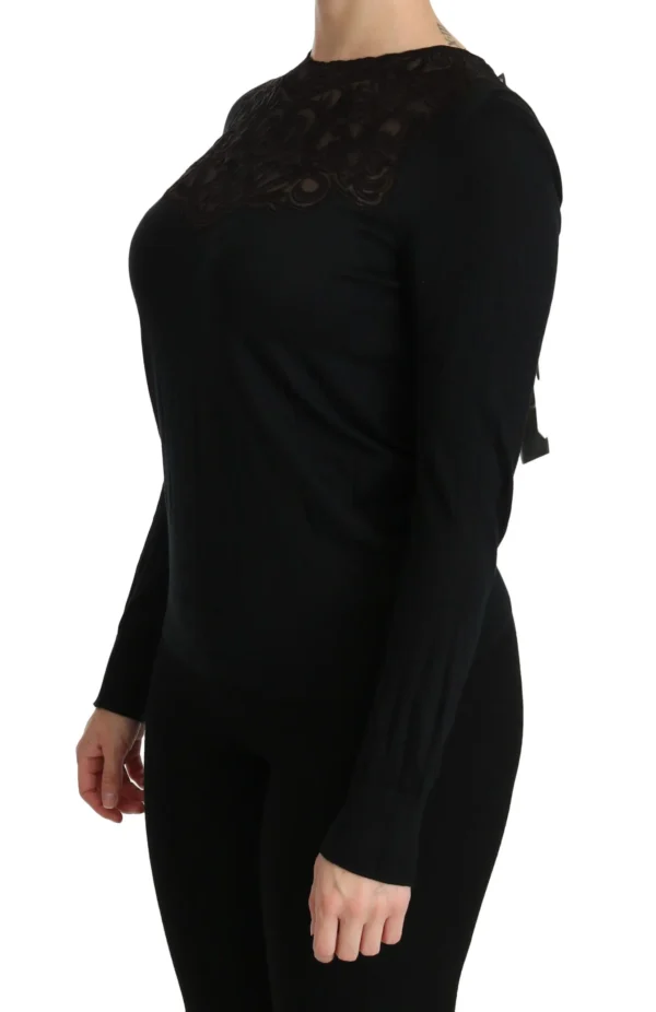 Dolce & Gabbana Women's Elegant Silk-Blend Black Lace Blouse