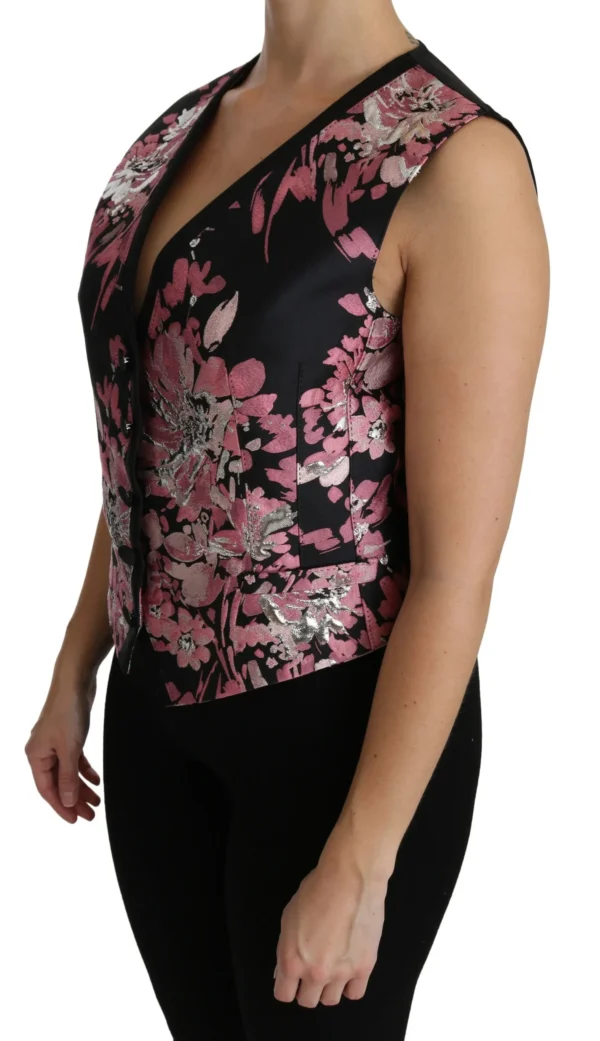 Dolce & Gabbana Women's Elegant Floral Brocade Plunging Vest Top