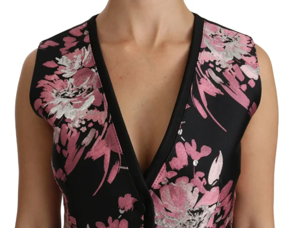 Dolce & Gabbana Women's Elegant Floral Brocade Plunging Vest Top