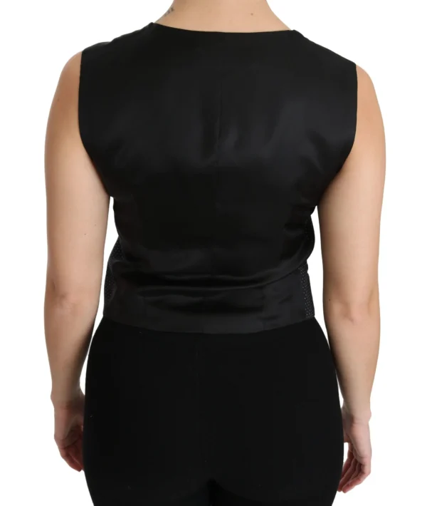 Dolce & Gabbana Women's Chic Black Dotted Wool Blend Sleeveless Vest