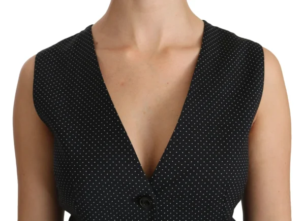Dolce & Gabbana Women's Chic Black Dotted Wool Blend Sleeveless Vest