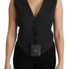 Dolce & Gabbana Women's Chic Black Dotted Wool Blend Sleeveless Vest