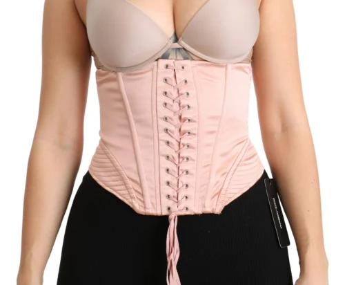 Dolce & Gabbana Women's Silk Blend Corset Belt Luxury Top - Pink
