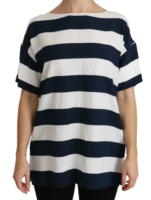 Dolce & Gabbana Women's Elegant Striped Viscose Boat Neck Top