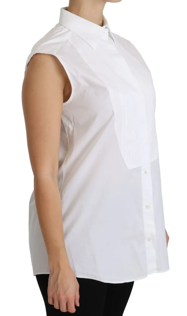 Dolce & Gabbana Women's Chic White Cotton Sleeveless Polo Top