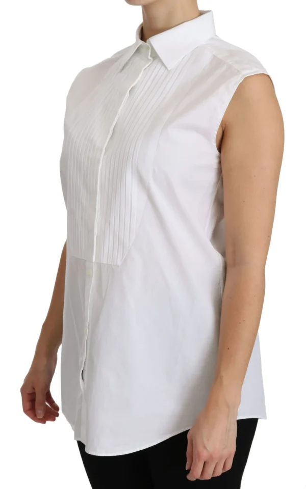 Dolce & Gabbana Women's Chic White Cotton Sleeveless Polo Top
