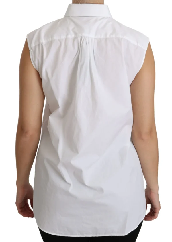 Dolce & Gabbana Women's Chic White Cotton Sleeveless Polo Top