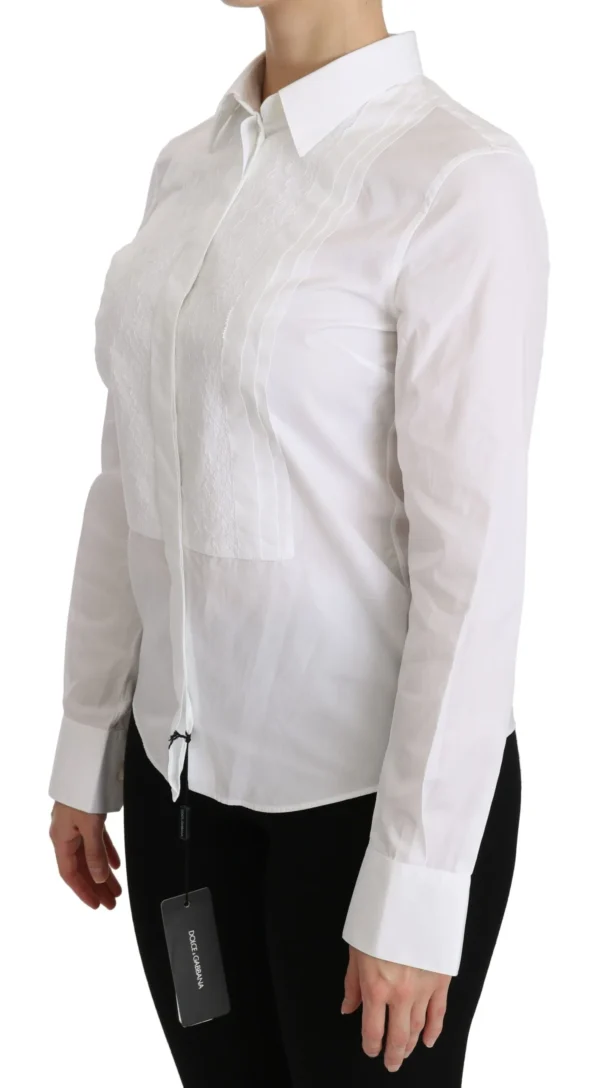 Dolce & Gabbana Women's Elegant White Collared Long Sleeve Polo Top