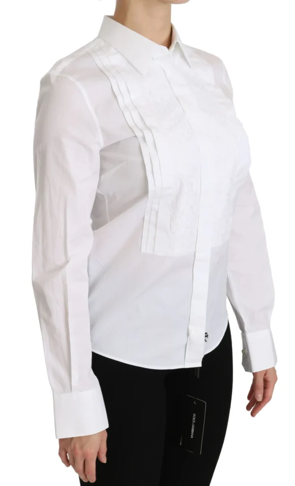 Dolce & Gabbana Women's Elegant White Collared Long Sleeve Polo Top