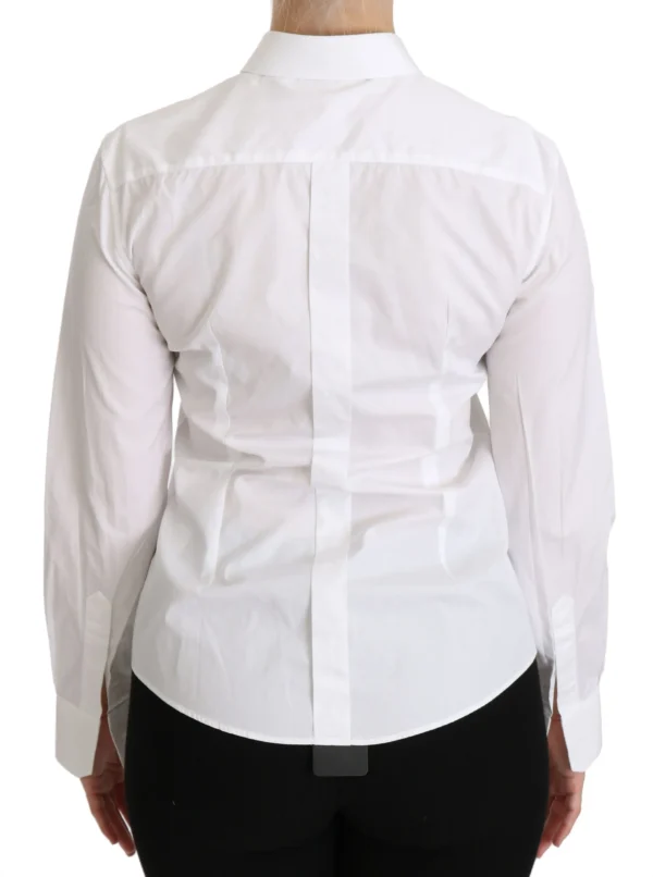 Dolce & Gabbana Women's Elegant White Collared Long Sleeve Polo Top