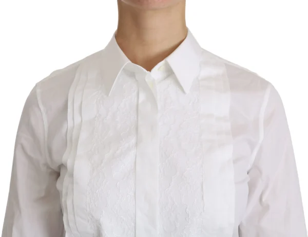 Dolce & Gabbana Women's Elegant White Collared Long Sleeve Polo Top