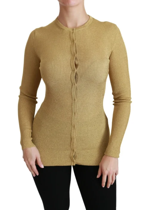 Dolce & Gabbana Women's Elegant Long Sleeve Gold Cardigan