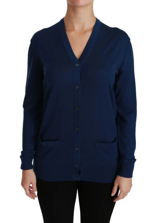 Dolce & Gabbana Women's Elegant Blue Virgin Wool Cardigan