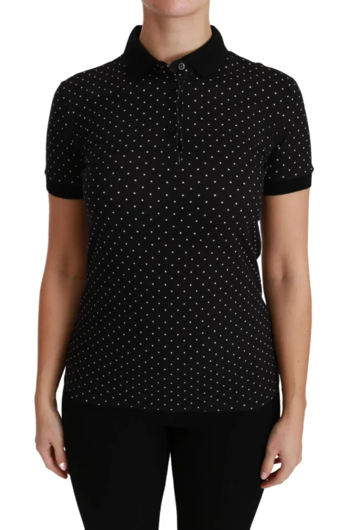 Dolce & Gabbana Women's Elegant Black Dotted Polo Shirt