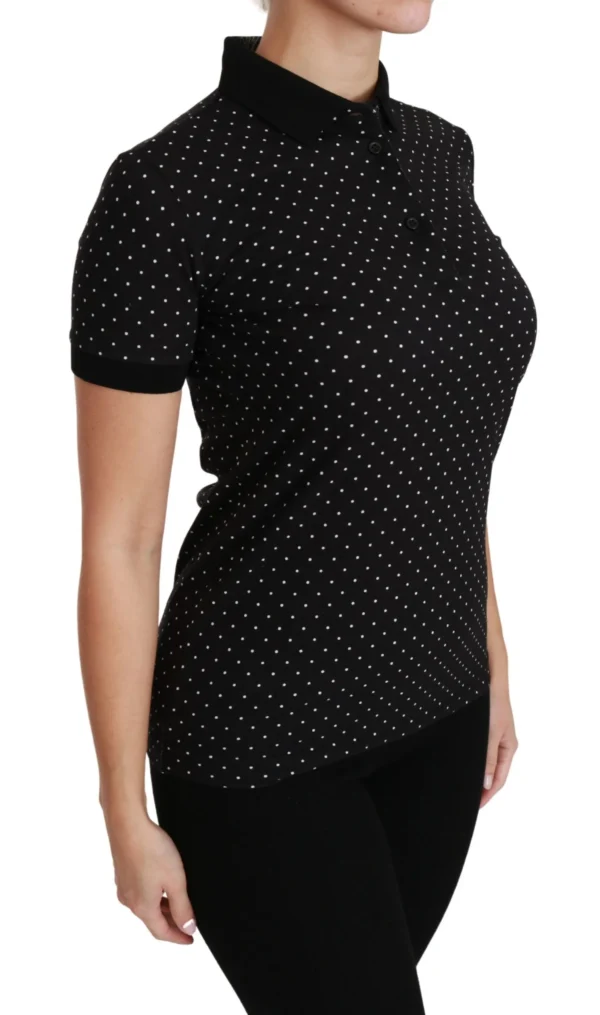Dolce & Gabbana Women's Elegant Black Dotted Polo Shirt